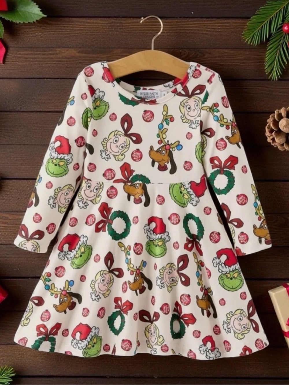 Grinch Children's Holiday Christmas Print Dress
